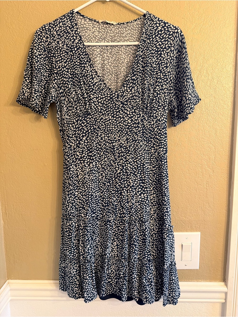Lovestitch Navy Blue Printed V-Neck Dress